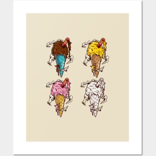 ice cream illustration Posters and Art